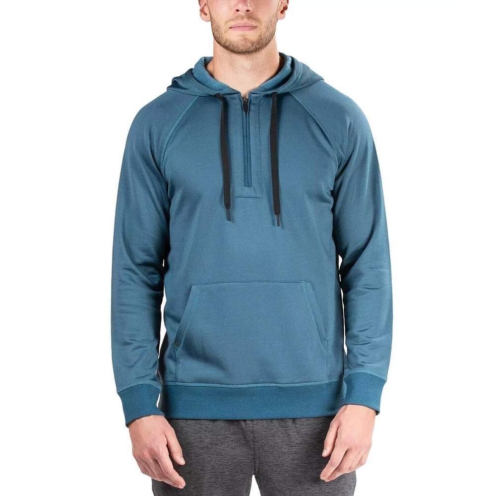 𝅺natori Blue Mens Sathya Relaxed-Fit 1/4-Zip Pajama Hoodie XL
